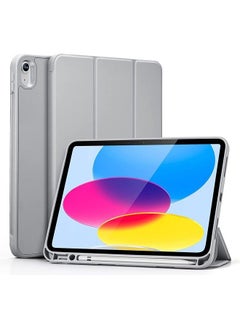 Buy Case Compatible with iPad 10th 10,9 inch Generation 2022 Built-in Pencil Holder Flexible Back Cover, Trifold Stand, Auto Sleep Wake Rebound Series GreyCase Compatible with iPad 10th 10,9 inch Generati in Saudi Arabia