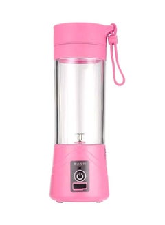 Buy Portable Wireless Rechargeable 4 Blades USB Electric Blender Juicer Cup Plastic Fruit Grinder 380ml Juice Bottle Mini Automatic Smoothie Cider Device (Pink) in UAE