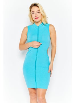 Buy Women Ribbed Mini Dress, Sage Blue in Saudi Arabia