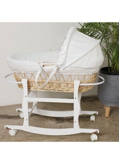 Buy Moses Basket Cot With Wheels Stand (White) in Saudi Arabia