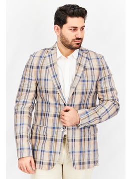 اشتري Men Classic Fit Plaid Blazer, Tan/Blue في السعودية