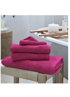 اشتري Daffodil (Fuchsia Pink) Premium Bath Towel (70x140 Cm-Set of 2) 100% Cotton, Highly Absorbent and Quick dry, Hotel and Spa Quality Bath linen with Stripe Diamond Dobby-500 Gsm في الامارات