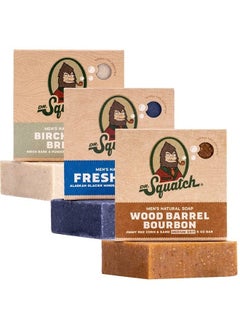 Buy All Natural Bar Soap for Men, 3 Bar Variety Pack, Wood Barrel Bourbon, Fresh Falls, Birchwood Breeze - Natural Men's Bar Soap in UAE