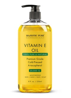 Buy Vitamin E Oil - 236 ml| 100% Pure and Natural Cold Pressed Vitamin E oil for Skin, Scars, Face, Nails, Hair, Scalp | 20,000 IU | Non-GMO Verified | Hair & Body Oil | in UAE