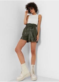 Buy High Waist Belt Detail Shorts in Saudi Arabia