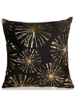 Buy Cushion Covers 18x18 inch for Home Decor Hot Stamping Sofa Cushion Pillow Cover (Sparkling Night Black and Golden) in UAE