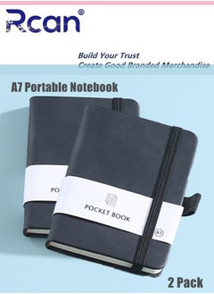 Buy 2 Pcs A7 Notebooks Pu Leather Hard Cover Elastic Band Mini Portable Thickened Notepad Memo Travel Diary Pocket Horizontal Line Small Book Suitable for Business Office School Students Family Writing in Saudi Arabia