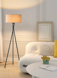 Buy Modern Floor Lamp Wrought Iron Tripod Fabric Lighting Decoration Standing Lamp Foot Switch in Saudi Arabia