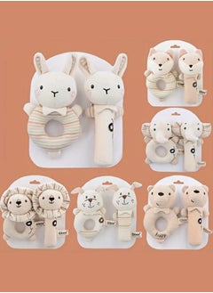 Buy Baby Gift Set Hand Bell Toys Animal Pattern Soothing Hand Crank Grasping Training Toys Soothing Emotions Elephant Combination in UAE