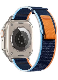 Buy Tin Tech with Apple Watch Series Ultra/Ultra 2 Band 49mm 45mm 44mm 42mm, Nylon Sports Trail loop Band for Apple Watch Ultra/SE 1/2/3/4/5/6/7/ 8, – Blue / orange in Egypt