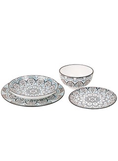 Buy 16-Piece Porcelain Dinner Set Multicolour in Saudi Arabia
