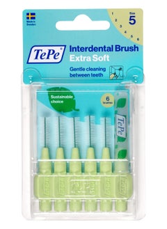 Buy TePe Interdental Brush Extra Soft Green 0.8 mm 6's in UAE