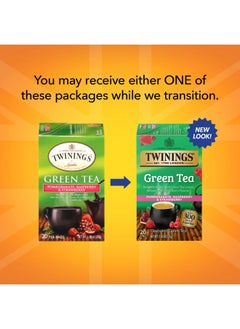 Buy Twinings Green Tea With Pomegranate, Raspberry, And Strawberry - Caffeinated Green Tea Bags Individually Wrapped, 20 Count (Pack Of 2) in UAE