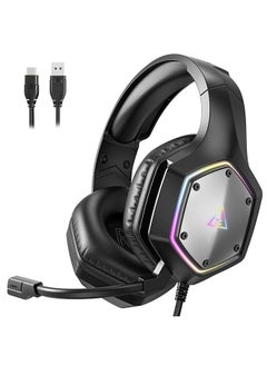 Buy E1000 V2 Gaming Headset,PC Headset with USB C Plug, Wired Headphones with Noise Canceling Microphone,7.1 Surround Sound, RGB Light,include USB Adapter for Computer,Mac,PS4/PS5 Console,Laptop in UAE