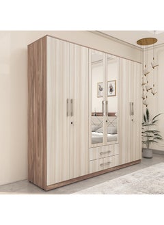 Buy Brixton 6-Door Wardrobe with 2 Drawers and Mirrors 55 x 210 x 240 cm in Saudi Arabia