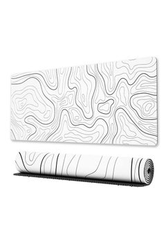 اشتري Large Gaming Mouse Pad with Stitched Edges, Minimalist Topographic Map Desk Mat, Extended XL Mousepad with Anti-Slip Base, Cool Desk Pad for Keyboard and Mouse,  White في الامارات