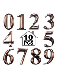 اشتري 3D Mailbox Numbers 0-9 Self-Adhesive 2 Inch Address Number Stickers | Waterproof and Durable | Easy to Install | Ideal for Home, Office, and More (Bronze,10 Pieces) في الامارات