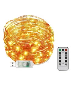 Buy Warm White Remote Control Fairy String Lights 33 feet 100 LEDs USB Powered LED String Lights for Christmas EID Ramadan Diwali Wedding Birthday Party Home Decoration Waterproof with 8 Modes Changing in UAE