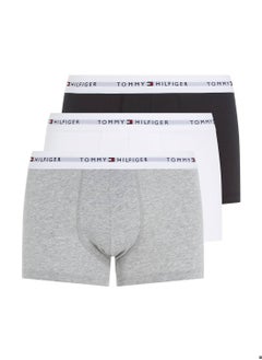 Buy Men's 3-Pack Signature Essential Logo Waistband Trunks Underwear Bottoms, Grey/ Black/ White in Saudi Arabia