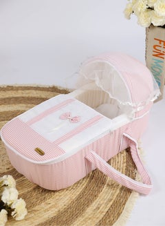 Buy Portable baby cot with thick padded seat and mosquito net made with high-quality materials 68×34×16cm in UAE