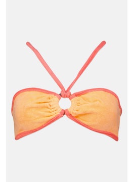 Buy Women Knitted Non Padded Bikini Top, Orange/Red in UAE