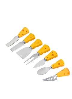 اشتري Cheese Knife Gift Set 7 Pcs Stainless Steel Pizza Cutter Cheese Slicer with PP Handle Perfect for Halloween Party. (Yellow) في السعودية