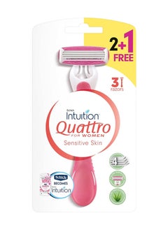 Buy Intuition Quattro Sensitive Skin 4 Blade Razor for Women 3 Razors in UAE