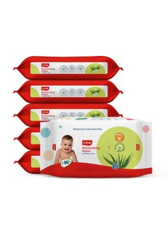 اشتري Moisturising Wet Wipes Without Lid For Baby Skin, Enriched With Aloe Vera, Vitamin E & Chamomile Extract, Ph Balanced, Dermatologically Safe, Paraben & Sulphate Free, 72 Wipes, Pack Of 6 في السعودية