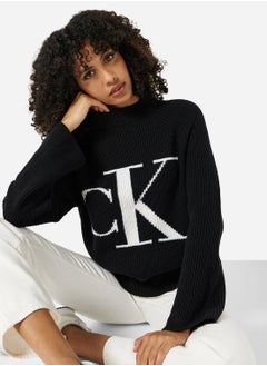 اشتري Logo Knit High Neck Sweater في الامارات