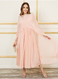 اشتري Embellished Cape Style Pleated A Line Maxi Dress في السعودية