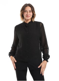 اشتري Self-patterned Blouse & Sleeveless Top Set - Black في مصر