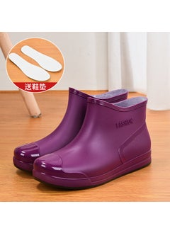 اشتري Wholesale spring and autumn Japanese fashion rain shoes adult short tube water shoes non-slip wear-resistant womens boots warm outer wear water boots overshoesPurple Purple في السعودية