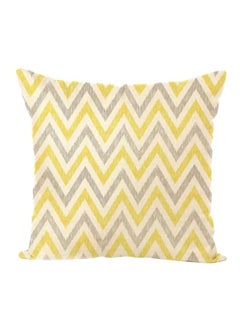 Buy Zigzag Linen Pillowcase Combination Yellow/Grey/White 45x45x1centimeter in UAE