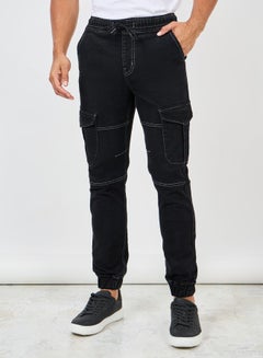 Buy Premium Stretch Stitch Detail Slim Fit Cargo Cuff Jeans in Saudi Arabia