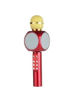 Buy VIO Wireless 4 in 1 Bluetooth Karaoke Microphone, Handheld Portable Speaker Machine, Home KTV Player with Record Function Compatible with Android & iOS Devices Gold Red in UAE