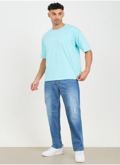 Buy Relaxed Fit Mid Rise Distressed Jeans in Saudi Arabia