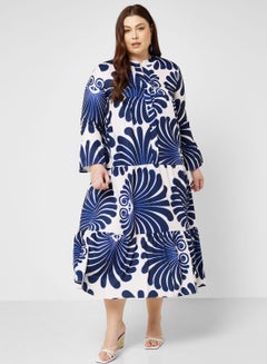 Buy Button Down Printed Tiered Dress in UAE
