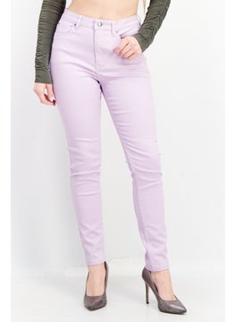 Buy Women Skinny Fit Solid Stretchable Jeans, Lavender in Saudi Arabia