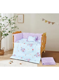 Buy Children's bed mattress 5 pieces summer, consisting of a quilt size 132 * 104 cm, fitted sheet 70 * 130 cm, pillow size 38 * 28 cm, barriers size 33 * 300 cm, barriers size 33 * 130 cm in Saudi Arabia