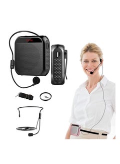 Buy Voice Amplifier with Wired Microphone Headset Portable Rechargeable PA System Speaker Personal Microphone Speech Amplifier Loudspeaker for Teachers Tour Guides/Coaches Metting/Yoga/Fitness (Black) in Saudi Arabia