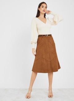 اشتري Suede Look A-Line Midi Skirt في السعودية