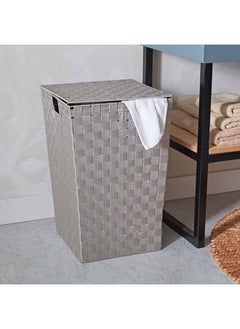 اشتري Strap Laundry Hamper With Lid 36 x 55 x 36 cm في الامارات