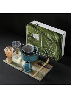 Buy Japanese Tea Ceremony Matcha Whisk Set - 7Pcs Ceramic Kit, Tea Scoop, Whisk Holder - Premium Blue Pack in UAE