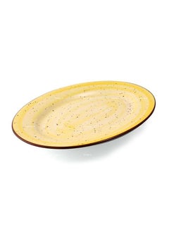 اشتري Color Glaze Porcelain Oval Plate 35 cm,Yellow في الامارات