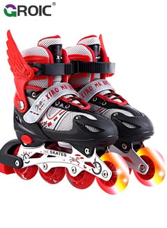 اشتري Kids Roller Skates, Adjustable Inline Skates Kids Women Size, Roller Inline Skates for Outdoor and Indoor with Light Up Flash LED Wheels, Luminous Wheels, Kids Adjustable Roller Shoes, Ages 6+ في السعودية