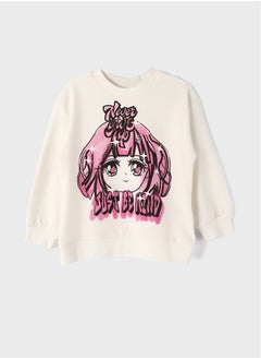 اشتري Crew Neck Printed Long Sleeve Girl Sweatshirt في مصر