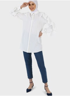 Buy Ruffle Sleeve Button Down Tunic in UAE