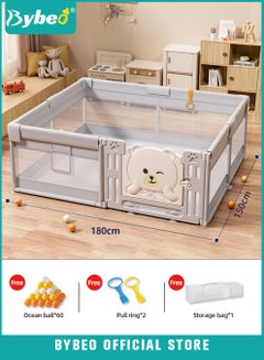 Buy Baby Playpen Fence, Portable Babies Playards for Toddlers, Safe Infant Activity Center,  Sturdy Play Area, with Soft Breathable Mesh and Safety Lock, Perfect Child's Gift (150x180cm) in UAE