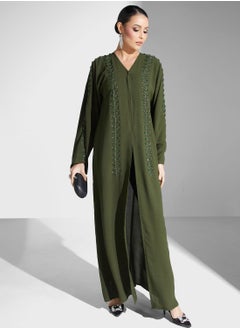 Buy Embellished Button Detail Abaya in Saudi Arabia