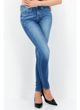 Buy Women Skinny Fit Washed Denim Jeans, Blue in UAE